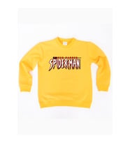 Spiderman baskılı örümcek adam pamuklu kumaş çocuk sweatshirt (Sarı)