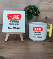  Hukuk Okuduğumu Söylemiş Miydim  Hediye Seti Kupa Bardak T Kulplu ve Dekoratif Taş Hukuk Öğrencisine Hediye (Model 5)