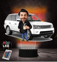 Doğum Günü Hediyesi,Sevgiliye Hediye, Kişiye Özel Fotoğraflı Range Rover Karikatür 3D Led Lamba (RGB)