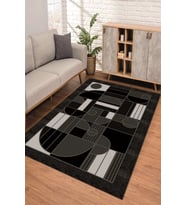 Dijital Kaymaz Taban Yıkanabilir Renkli Salon Halısı Mutfak Halısı Yolluk ND-SD-1003 (Siyah)