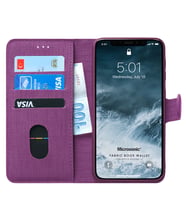 Microsonic Apple iPhone 11 (6.1'') Kılıf Fabric Book Wallet (Mor)