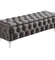 Lüks Sandıklı Chester Puf Bench Ayakucu Koltuk 90 Cm (Antrasit)