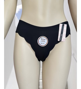 Mikro Lazer Kaşkorse Fitilli Kumaş Normal Bel Dikişsiz Slip/Külot (Siyah)