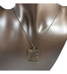 Orora Bronz/Bakır Renk 30mm Van Gogh Sunflower Figürlü Kolye (Bronz)