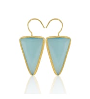 Kadir Jewellery 22 Ayar Altın Kaplama Vintage Küpe -El İşçiliği Ve Hipoalerjenik Küpe (Açık Mavi)