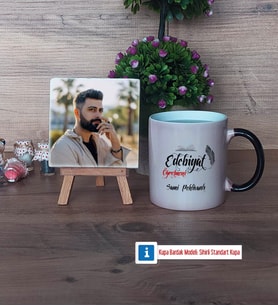 Edebiyat Öğretmeni Fotoğraflı Dekoratif Taş, Kupa Bardak Beyaz Hediye Öğretmenler Günü Hediyesi (Model 9)