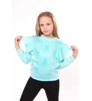 Toontoy Kız Çocuk Baskılı Sweatshirt (Su Yeşili)