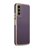 Galaxy M23 Kılıf Zore Bark Kenarları Altın Renk Kılıf (Mor)