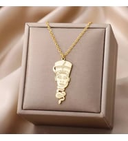 Kişiye Özel 925 Ayar Gümüş Nefertiti Kolye (Gold)