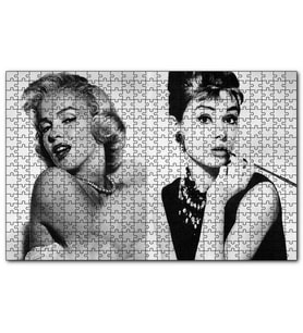 Cakapuzzle Marilyn Monroe ve Audrey Hepburn  Puzzle Yapboz MDF (Ahşap) (500 Parça)