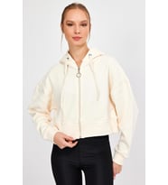 ALEXANDERGARDI KAPÜŞONLU ŞARDONLU CROP HIRKA (B23-31303) (Krem)