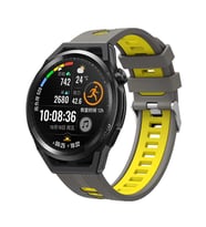 Samsung Galaxy Watch 42mm Kordon Çift Renk Çizgili Band (Gri - Sarı)