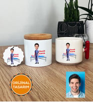 Kişiye Özel Karikatürlü Fizyoterapist Hediye Seti T Kupa, Kalemlik, Anahtarlık Erkek Fizyoterapiste Tıp Bayramı Hediyesi (Kırmızı)