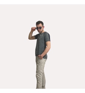 ATY & Erkek Spor & Parıs Baskılı & Bisiklet Yaka T-Shirt (Antrasit)