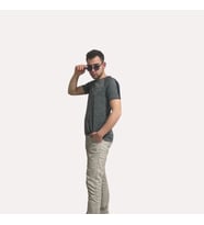 ATY & Erkek Spor & Parıs Baskılı & Bisiklet Yaka T-Shirt (Antrasit)