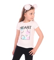 Toontoy Kız Bebek Heart Baskılı Tişört (Ekru)