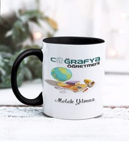 Coğrafya Öğretmeni Tasarımlı Kişiye Özel Kupa Bardak (Siyah)