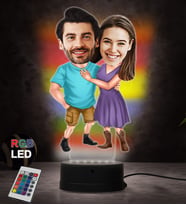Doğum Günü Hediyesi,Sevgiliye Hediye, Kişiye Özel Fotoğraflı En Güleç Çift Karikatür 3D Led Lamba (RGB)