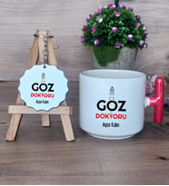 Göz Doktoru Hediye Seti Kupa Bardak T Kulplu ve Anahtarlık Tıp Bayramı Hediyesi (Model 1)