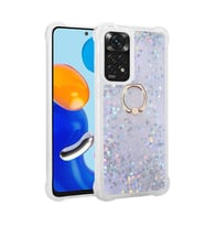 Xiaomi Redmi Note 11 Global Kılıf Milce Simli Pullu Yüzüklü Kılıf (Gümüş)