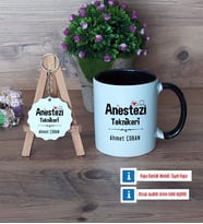 Anestezi Teknikeri Kupa Bardak Kırmızı ve Ahşap Anahtarlık Hediye (Model 10)