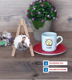 Veteriner Hekim Türk Kahvesi Fincanı Ahşap Altlıklı ve Fotoğraflı Ahşap Anahtarlık Hediye Veteriner Hekimler Günü Hediyesi (Model 3)
