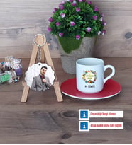 Veteriner Hekim Türk Kahvesi Fincanı Ahşap Altlıklı ve Fotoğraflı Ahşap Anahtarlık Hediye Veteriner Hekimler Günü Hediyesi (Model 3)