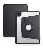 Apple iPad 10.2 (8.Nesil) Kılıf Termik Kalem Bölmeli Dönebilen Standlı Kılıf (Siyah)