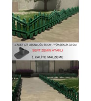 Dekoratif Plastik Alan Oluşturma ve Bahçe Çiti 1 ADET ÇİT (Y: 32 CM / G: 55 CM) SERT ZEMİN AYAKLI (Yeşil)