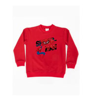 Spiderman baskılı örümcek adam pamuklu kumaş çocuk sweatshirt (Kırmızı)
