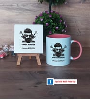 Erkek Kuaförü Dekoratif Taş, Kupa Bardak Kırmızı Hediye (Model 5)
