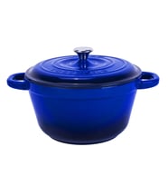 Lava Döküm Yuvarlak Tencere Döküm Demir Kapak New Heritage Serisi Çap(Ø)26cm. (Mavi)