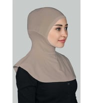 Kadın Tesettür Pratik Boyunluklu Hijab - Sporcu Bone (Açık Vizon)
