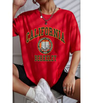 Unisex California Baskılı T-shirt (Kırmızı)