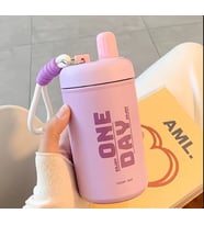 400ml Taşınablir Kore Tarzı High End Seviyesi Özel Paslanmaz Çelik Termos (Mor)