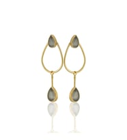 Kadir Jewellery 22 Ayar Altın Kaplama Kadın Sallantılı Küpe -El İşçiliği Ve Hipoalerjenik Küpe-E85 (Gri)