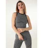 Miorre Seamless Kadın Kalın Askılı Crop (GRİ MELANJ ) (Grimelanj)