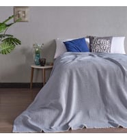 Miabella Home Çift Kişilik Kare Motifli  Desen Pike - Yatak Örtüsü (Mavi)