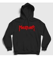 Presmono Unisex Gri Logo Manowar Kapüşonlu Sweatshirt 64043tt (Siyah)