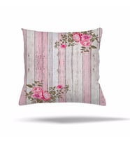 Çiçek Desenli Vintage Gizli Fermuarlı Yastık Kılıfı Kırlent Kılıfı Koltuk Yastık Kılıfı  (Pembe)