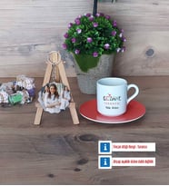 Eczane Teknikeri Türk Kahvesi Fincanı Ahşap Altlıklı ve Fotoğraflı Ahşap Anahtarlık Hediye (Model 8)