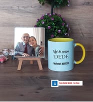 Dedeye Hediye Fotoğraflı Dekoratif Taş, Kupa Bardak Beyaz Hediye (Model 7)