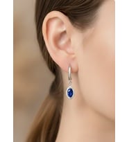Usho Jewelry 925 Ayar Gümüş Mekik Küpe (Lacivert)