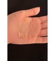 Fiyonk Kuyumculuk  14 Ayar Altın Kare Zincir Sarılı Kolye (Sarı)