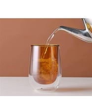 Renkli Çift Cidarlı Borosilikat Cam Kupa 250 Ml (Sarı)