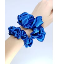 MelKady 131 - Saten Scrunchie Saç Lastiği Seti (Saks)