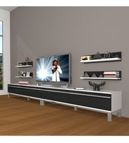 Decoraktiv Eko 360R Mdf Krom Ayaklı Tv Ünitesi Tv Sehpası (Siyah - Beyaz)