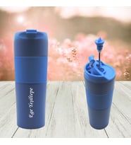 HEDİYESİBİZDEN KİŞİYE ÖZEL İSİM BASKILI PASLANMAZ ÇELİK FRENCH PRESS COFFEE MUG TERMOS 500 ML (Mavi)
