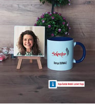 Sekretere Hediye Fotoğraflı Dekoratif Taş, Kupa Bardak Beyaz Hediye (Model 3)
