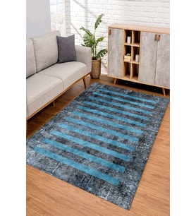 Dijital Kaymaz Taban Yıkanabilir Renkli Salon Halısı Mutfak Halısı Yolluk ND-SD-247 (Mavi)